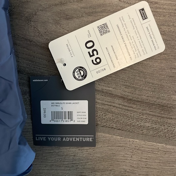 eddie bauer cirruslite down jacket. light blue. size small. new with tags. - Picture 5 of 6